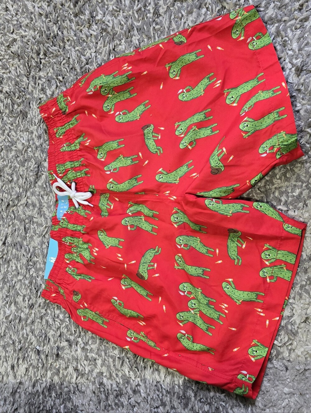 Men’s Red Cactus Swim Trunks – Summer Beach Shorts